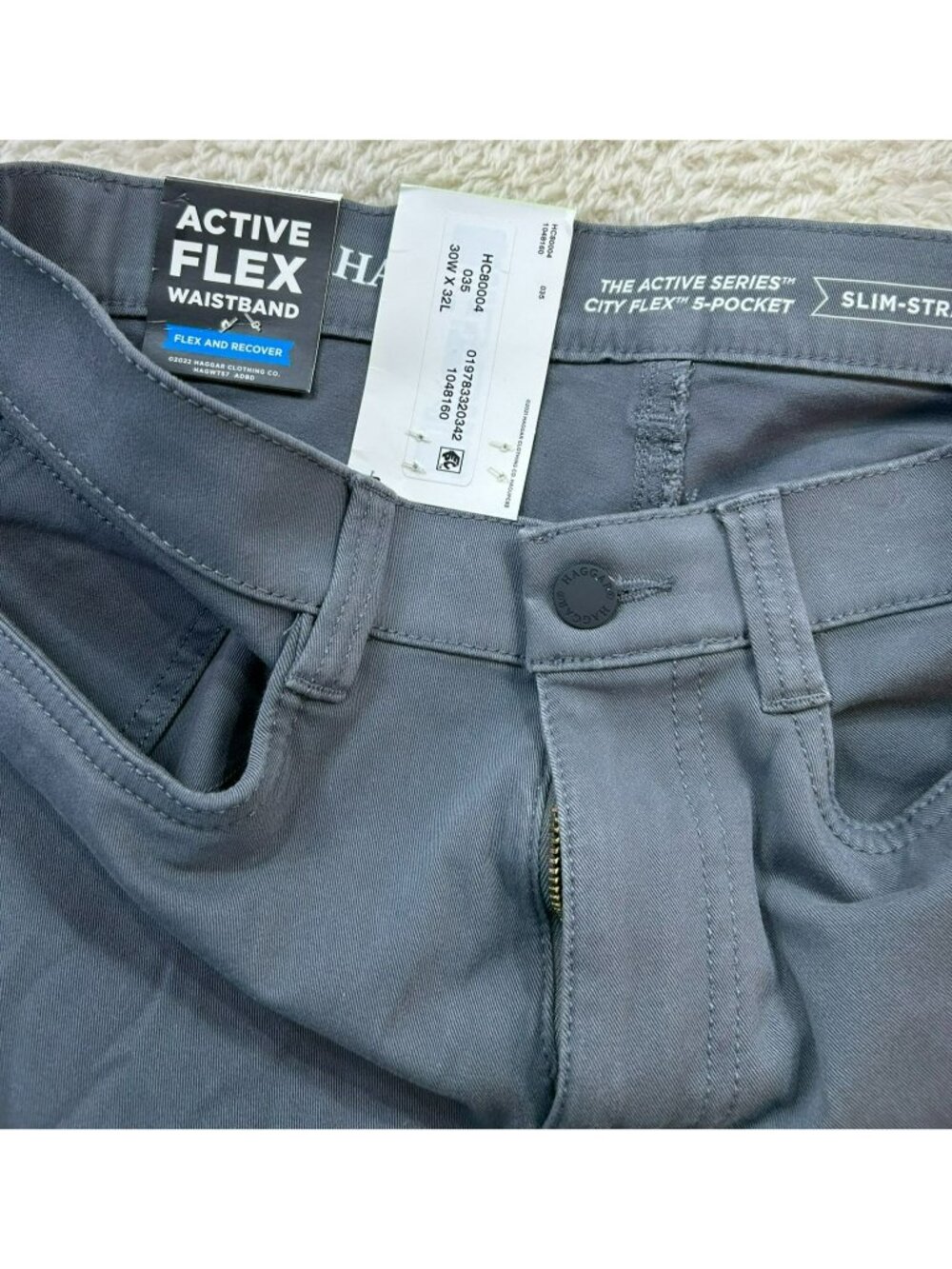 Haggar Mens City Flex Slim-Straight 5-Pocket Pants Active Flex Waistband 4-Way S - Picture 4 of 4